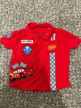 Posh Peanut Red 'Lightning McQueen' Race Patch Button-Down Shirt